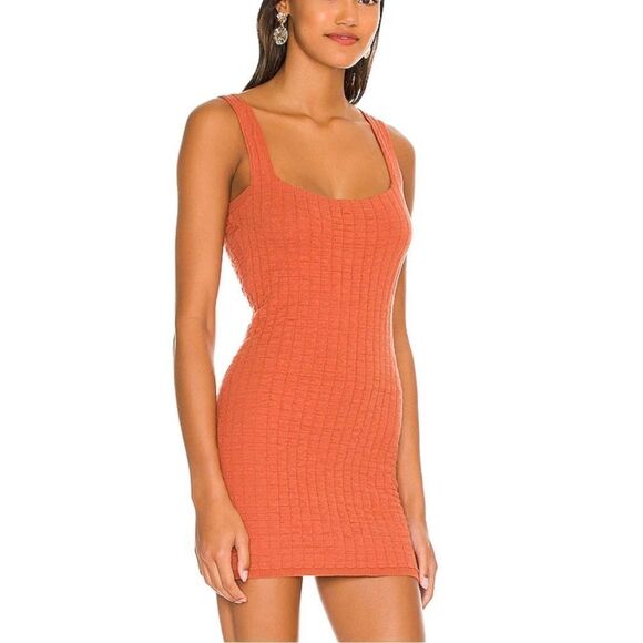 NWT Free People Beach Short N Sweet Knit Mini Dress in Ambered Coral L - Picture 4 of 10